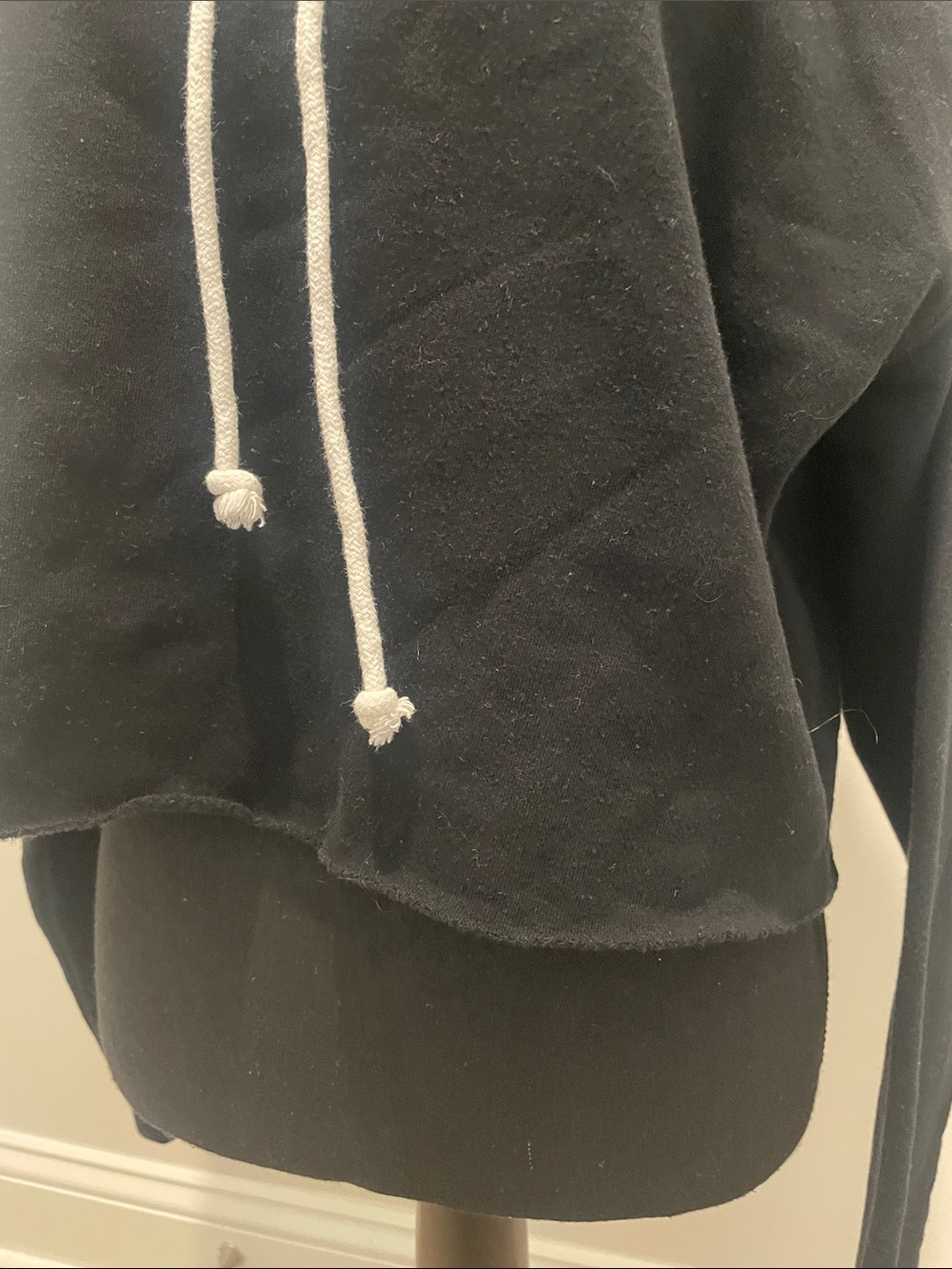 wild fable Black Cropped Hoodie with White Drawstring - Picture 3 of 3